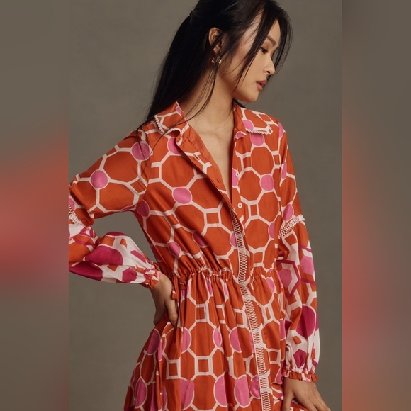 NWT ANTHROPOLOGIE | The Eleanora Long-Sleeve Maxi Shirt Dress - Picture 3 of 8